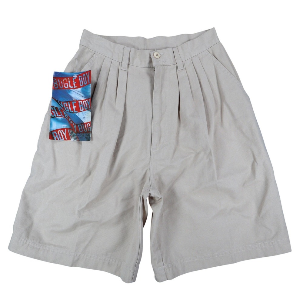 Bugle Boy Pleated Shorts Womens 9 Vintage 90s Khaki Deadstock 80705W27